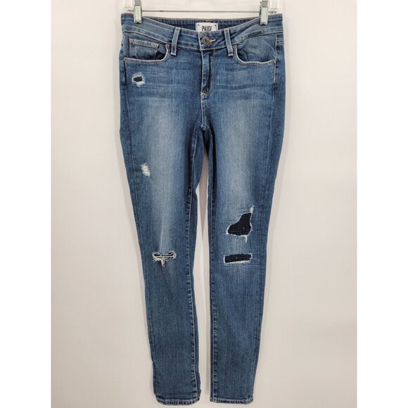 Paige Verdugo Ultra Skinny Distressed Jeans Medium Wash Women's Size‎ 28/30 - Picture 1 of 7